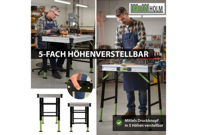 TRUTZHOLM Werkbank Höhenverstellbar Klappbar 85x60x90cm Multifunktionstisch