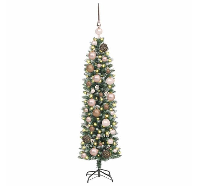 vidaXL Künstlicher Schlanker Weihnachtsbaum mit 150 LEDs Grün 120 cm 3395267