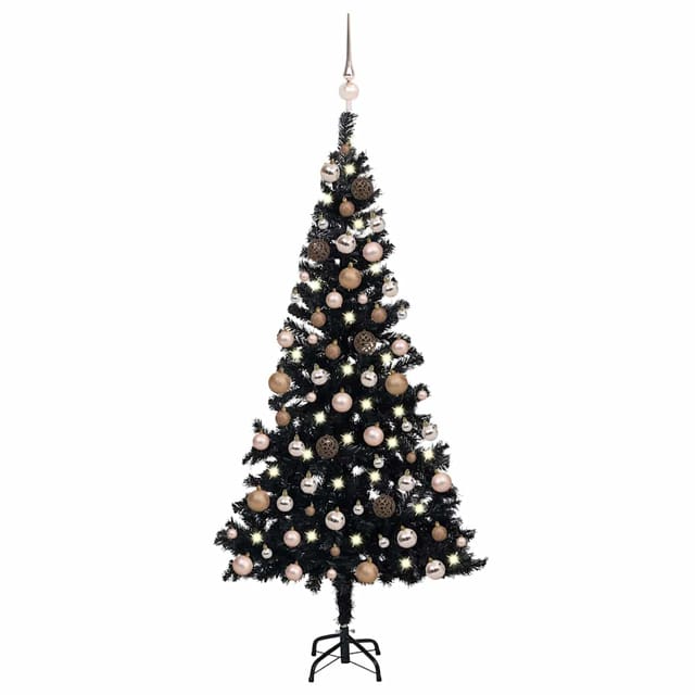 vidaXL Künstlicher Weihnachtsbaum Beleuchtung & Kugeln Schwarz 120 cm 3077588