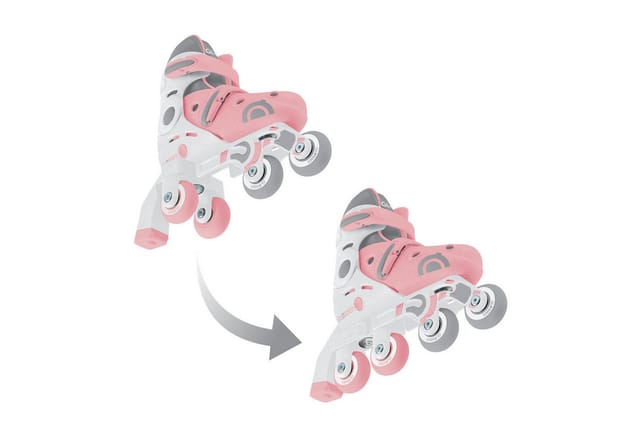 Globber Learning Skates 2in1 Inline- und Quad-Skates Kinder Verstellbar Gr.26-29 ABEC 9 Rollengröße 48x24 mm Rosa