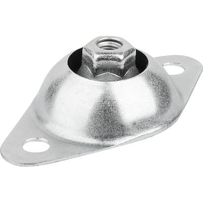 GUMMI-METALL-DECKENELEMENT INNENGEWINDE M10, FORM:C, RUND, STAHL VERZINKT, KOMP:NATURKAUTSCHUK SHORE 40