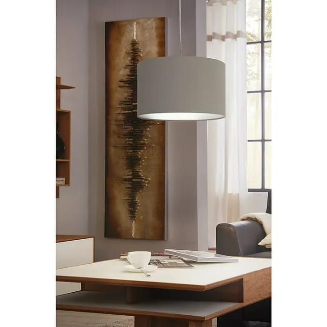 EGLO Hängeleuchte PASTERI, Leuchtmittel wechselbar, ohne Leuchtmittel, Hängelampe, Wohnzimmer, Esszimmer, Küche, Textilschirm, 110x38cm