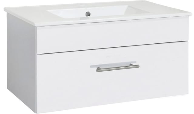 welltime Waschtisch Trento Light mit Keramik-Auflagebecken, 1 feste Blende und 1 Auszug, Breite: 81cm, Weiß