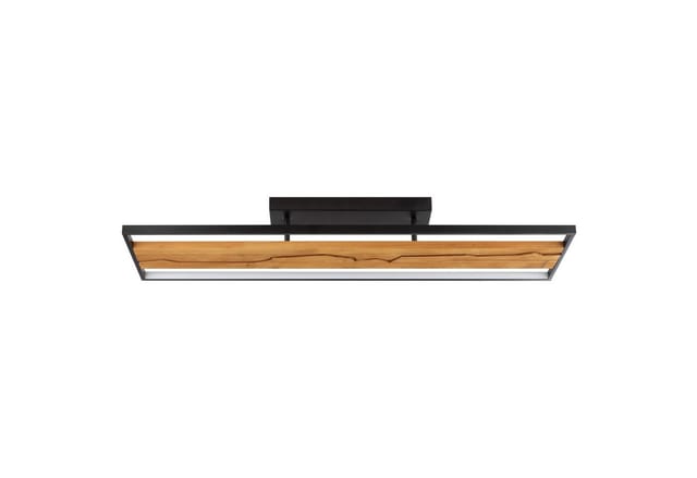 Brilliant LED Deckenleuchte Thunder, Dimmfunktion, LED fest integriert, Warmweiß, 100 x 30 x 13,5 cm, 6000 lm, 3000 K, Metall u. Holz, schwarz/braun