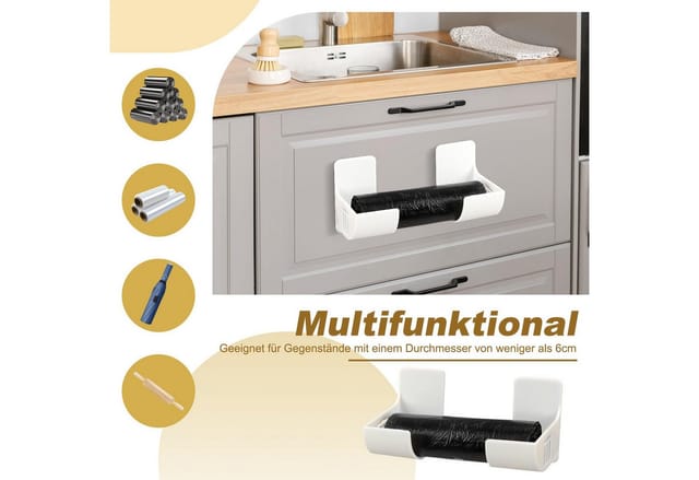 FOUORTUNATE-BEE Küchenorganizer-Set 8er Set Müllbeutelhalter selbstklebend Küchen Organizer ohne Bohren, (4-tlg), Wandhalter für Küche Schrank Tür Kühlschrank Aufbewahrung Set