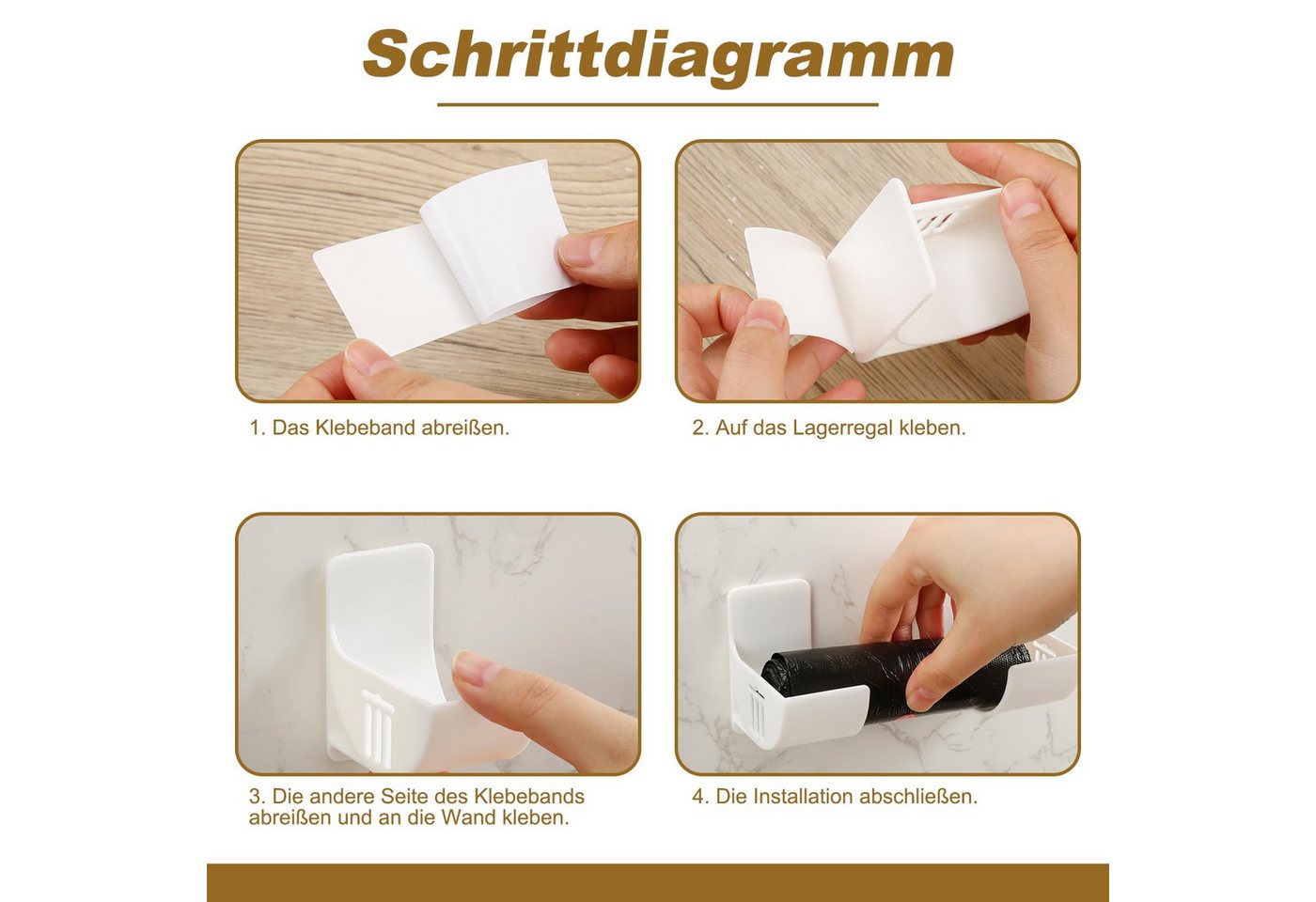 FOUORTUNATE-BEE Küchenorganizer-Set 8er Set Müllbeutelhalter selbstklebend Küchen Organizer ohne Bohren, (4-tlg), Wandhalter für Küche Schrank Tür Kühlschrank Aufbewahrung Set Bild 5