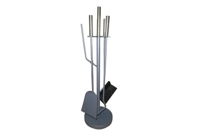 HTI-Living Kamingarnitur Kaminbesteck aus Metall 5-teiliges Set, (Set, 1x Schürhaken, 1x Schaufel, 1x Besen, 1x Zange und 1x Halter), Schürhaken Schaufel Besen Kaminzange