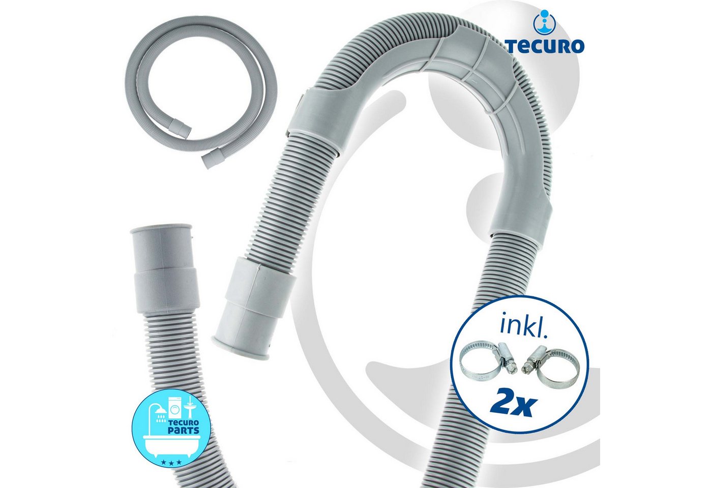 tecuro Schlauch Spiral Ablaufschlauch Ø 19/21 mm Waschmaschine Geschirrspüler Bild 2