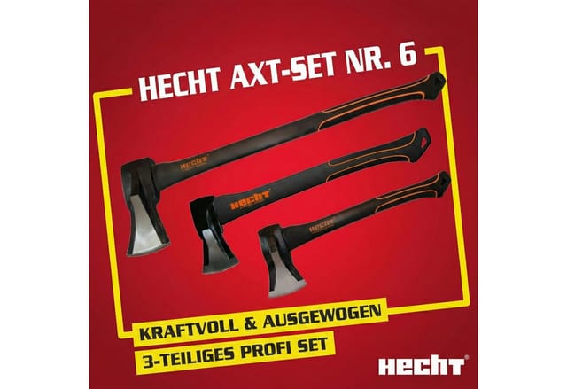 Hecht Axt 40cm Spaltbeil 55cm Spaltaxt 63cm Spaltaxt Set, (3-St), Gummierter Handgriff