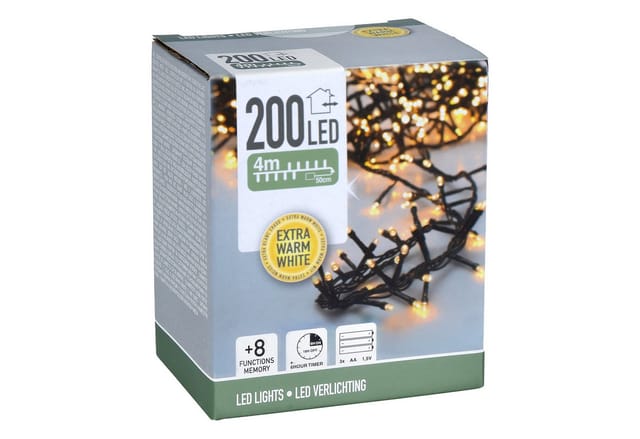 Spetebo LED-Lichterkette LED Lichterkette mit 8 Leuchtfunktionen, 200-flammig, Weihnachts Beleuchtung mit Speicherchip