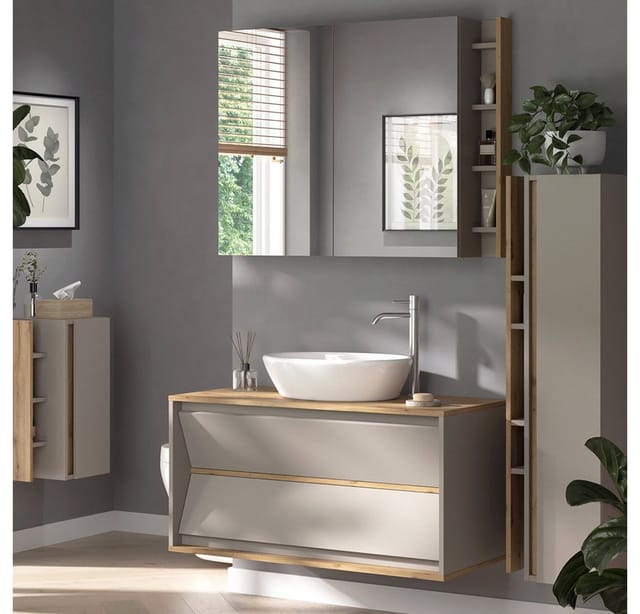 Vicco Badmöbel-Set Edelin, Cashmere/Artisan, 4 Teile, (4-St., 4er Set)