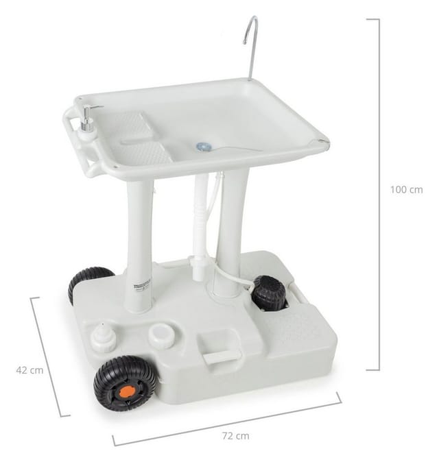 Stagecaptain Waschbecken PSW-30 Portables Festival Camping-Waschbecken (Deluxe Set, 2-St., inkl. Spender, Handtuchhalter und Abwasser-Kanister), Spülbecken mit 30 Liter Frischwassertank