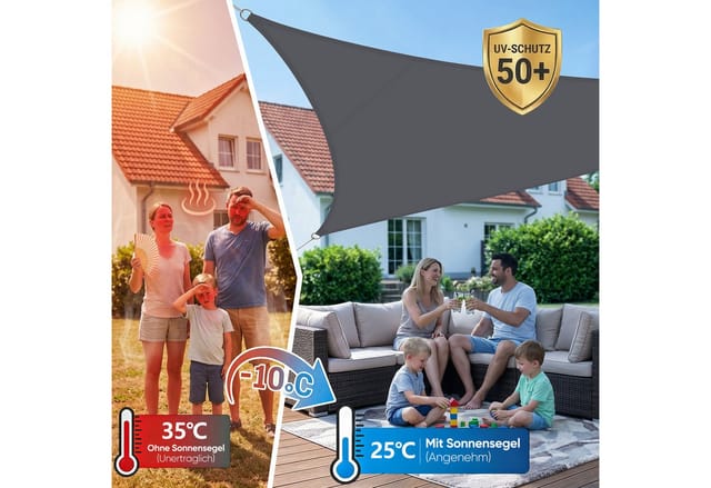 SUNULA Sonnensegel Balkon 160g/m² Polyester UV Schutz Sonnenschutz Terrasse Garten, Dreieckig, Anthrazit 3 x 3 x 3 m