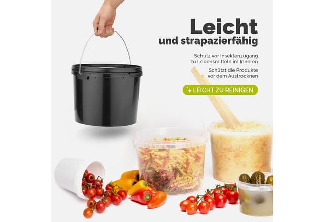 Garronda Putzeimer Eimer mit Deckel 20 L für Lebensmittel und Chemikalien GD-0116, (1-tlg), Schwarz