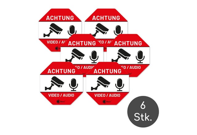 iSecur Aufkleber iSecur Video Audio Aufkleber 6x -Wetterfest selbstklebend I hin839