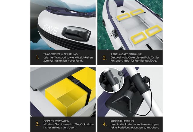 KESSER aufblasbares Paddelboot für 4 Personen, motorisierbar, 3,20m, WAVE Motor geeignet