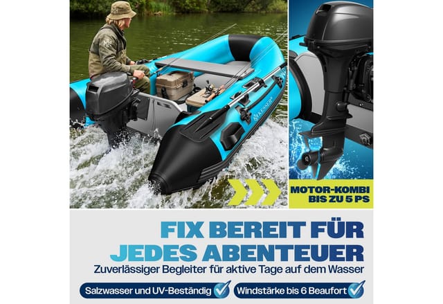 KESSER Schlauchboot aufblasbares Paddelboot für 2 Personen, motorisierbar, 2,30m, WAVE Motor geeignet