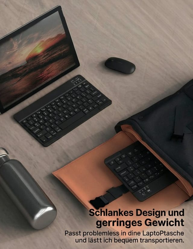 BBG RGB Bluetooth Tastatur mit Maus Set, Kabellos, Wiederaufladbar (Leise Beleuchtet, Multi-Device)