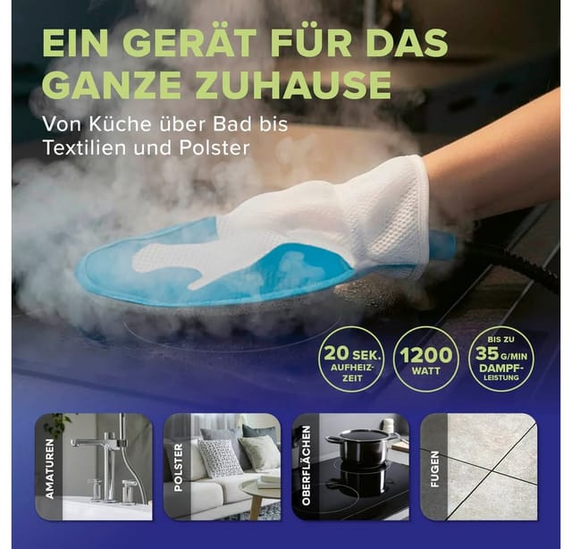 LICHTERBLITZ Dampfreiniger, 1200 W, grau/blau, 15-tlg.