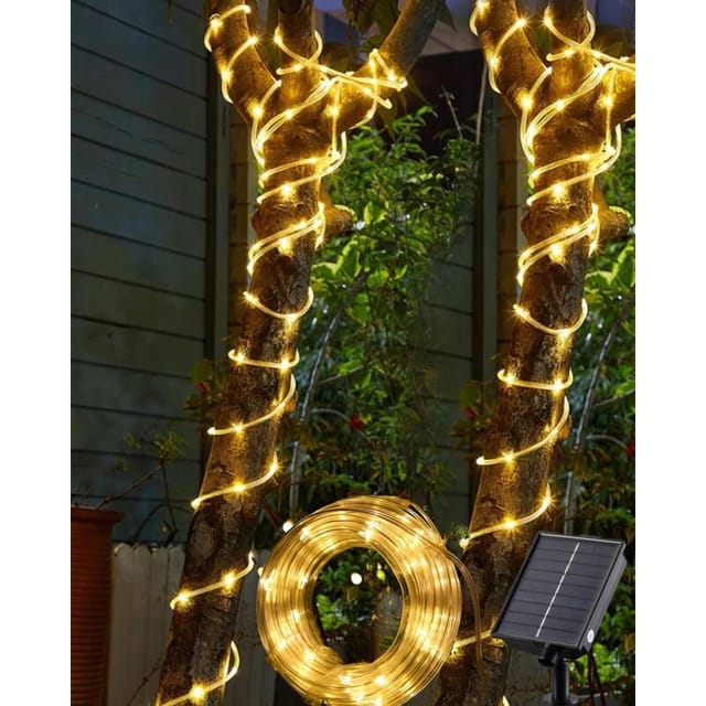 [niemals Verwendet] Solar-lichterkette Für Den Außenbereich, 12 M, 100 Leds, 8 Modi, Wasserdicht, Dekoration Für Garten, Terrasse, Balkon (warmweiß)
