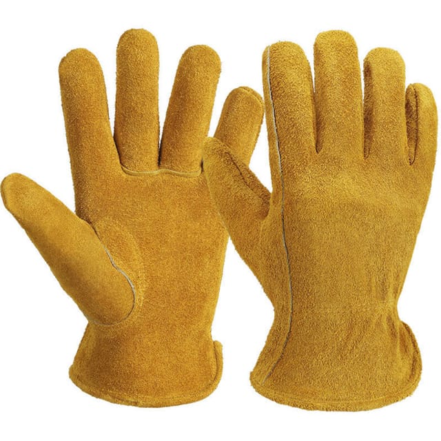 [niemals Verwendet] Outdoor-handschuhe, Arbeitshandschuhe Aus Leder, Strapazierfähig Und Atmungsaktiv, Zum Holzschneiden, Gelb, Größe S, 23 Cm