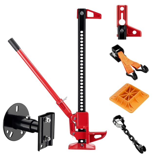 Wiltec Farm Jack – Profi-set Für Extreme Einsätze, Wagenheber Bis 3000 Kg Mit Stützplatte, Radhebe-adapter, Stoßstangen-adapter, Reserverad-halterung, Winden- & Klemmbefestigung