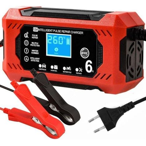 Intelligentes 12v 6a-batterieladegerät – Lcd-bildschirm – Ladegerät Für Agm-, Gel- Und Sla-batterien – Impuls-rekonditionierung – Motorradmodus