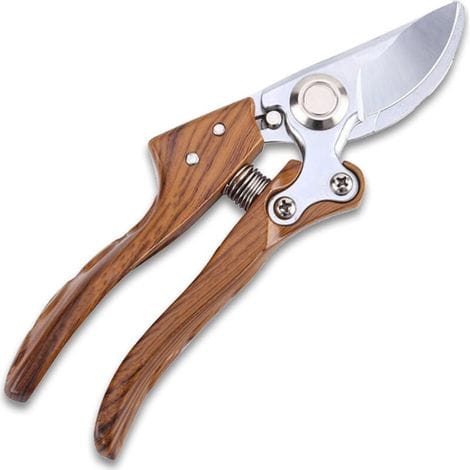 Professionelle Manuelle Gartenschere Mit Scharfer Sk5-stahlklinge Und Ergonomischem, Rutschfestem Holzgriff. Zum Schneiden Von Ästen Und Blumen.