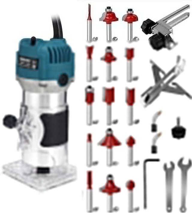 800w Holzoberfraese, 220v, 30000 U/min, 6,35 Mm Spannzange, 15x Fraeser – Fuer Holzbearbeitung