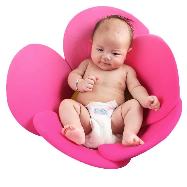 Kakiblin Babybadekissen Mit Blumenmuster, Bequemes Badekissen Für Babys Von 0 Bis 6 Monaten (rot)