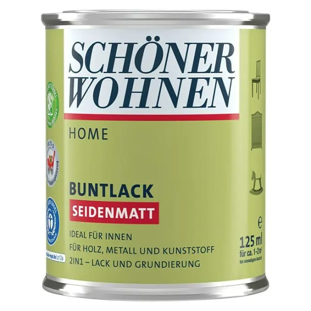 SCHÖNER WOHNEN-Farbe Home Buntlack (Reinweiß, Seidenmatt, 125 ml, Wasserbasiert)