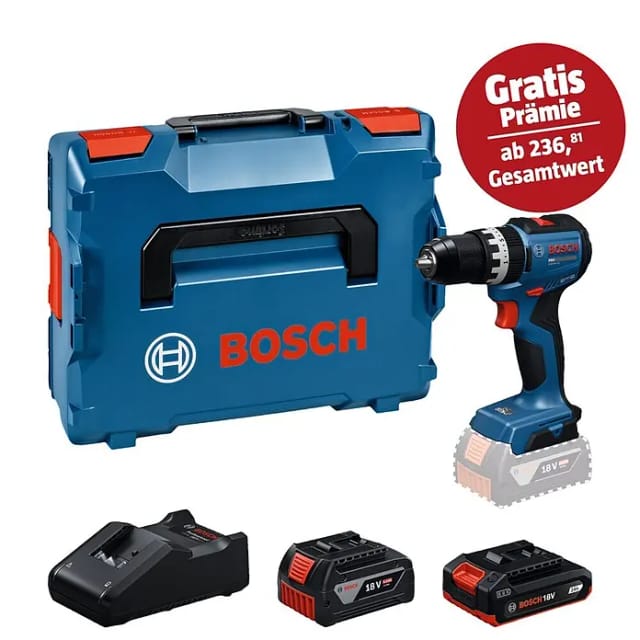 Bosch Professional AMPShare 18V Akku-Schlagbohrschrauber PRO GSB18V-52 (18 V, 2 Akkus, 2 Ah - 4 Ah, 73 Nm, 2 Akkus, L-Boxx)
