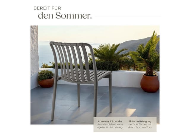 Tectake Gartenstühle Alcudia Wetterfest Und Uvbeständig Platzsparend Und Stapelbar 6Er Setanthrazit