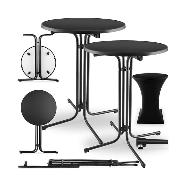 Tectake Stehtisch Eren Rund Mit Tischhusse Klappbar 90 x 110 cm 90 x 90 x 110 cm Schwarz