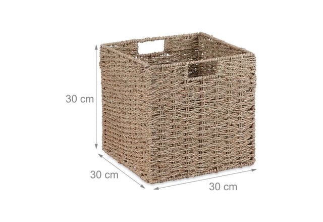 Relaxdays Aufbewahrungskorb Seegras Natur Zusammenfaltbar 4er Set 30 cm x 30 cm x 30 cm 1,3 kg