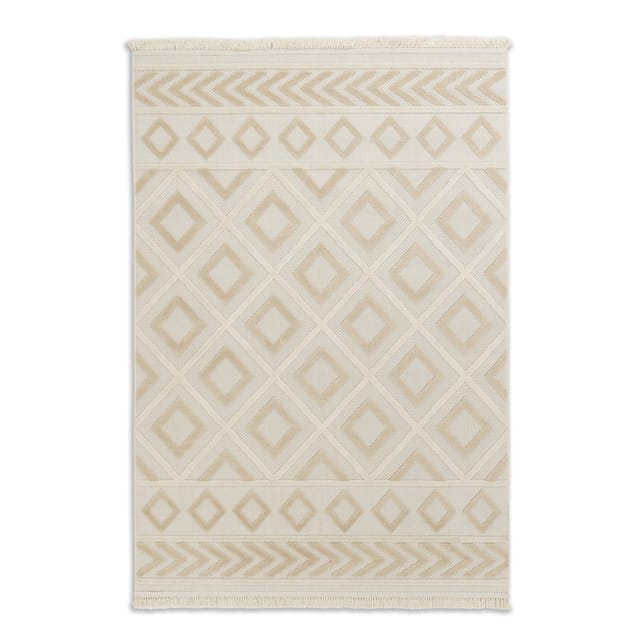 Schöner Wohnen Teppich Summer Bordüre Quadrate 200 cm x 290 cm Beige