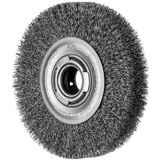 PFERD TOOLS Rundbürste breit ungezopft RBU Ø180x38xvariable Bohrung Edelstahl-Draht-Ø0,30 Schleifbock