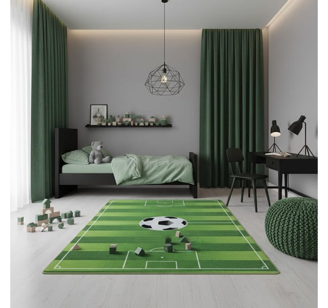 KADIMA DESIGN Kinderteppich TRAUN Spielteppich Kinderzimmer Waschbar Webteppich Rutschfest, Läufer, Höhe: 8 mm, 80x120 cm, Strapazierfähig Fußbodenheizung Fußballfeld Waschbar