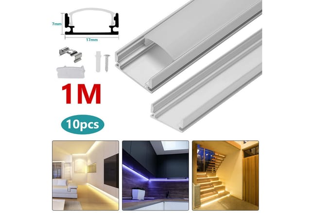 Clanmacy LED-Stripe-Profil 20x 1M LED Aluminium Profile Aluprofil Alu Schiene Leiste Leuchte