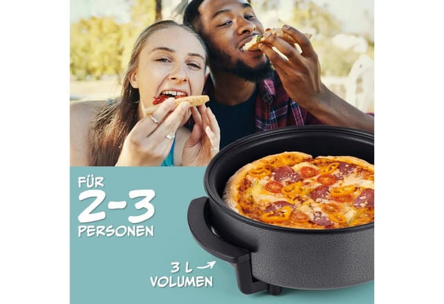GOURMETmaxx Elektrische Pfanne 1500W metallic schwarz 30cm mit Deckel und Trenner, 1500 W, Pasta Pizza ohne Herd zubereiten Antihaftbeschichtung mit Cool-Touch