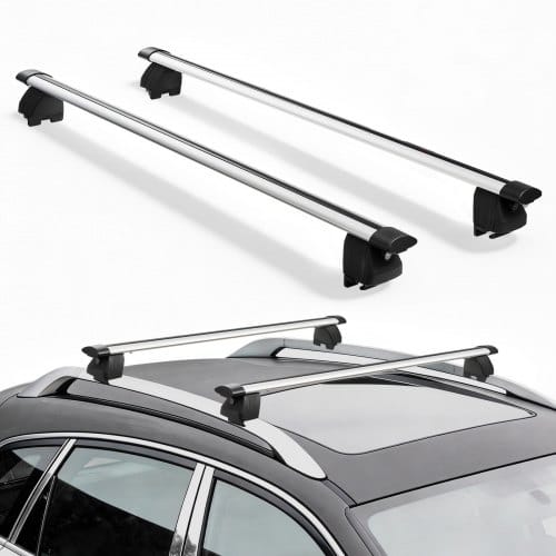 VEVOR Dachgepäckträger Querträger 75 kg Tragkraft, Passform für Erhöhte & Bündige Dachrelings, 180,34-1035 mm Relingabstand Abschließbarer Aluminium-Querträger für Dachgepäck Kanus Transportkörbe
