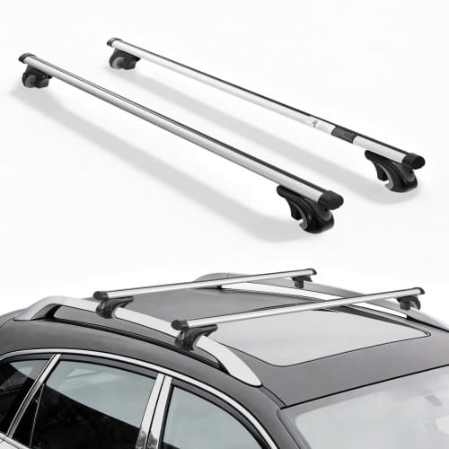 VEVOR Dachgepäckträger Querträger mit 90 kg Tragkraft, Passend für Erhöhte Dachreling,190–1230 mm Relingabstand, Abschließbar Aluminium-Querträger für Dachgepäckträger Kanu- und Gepäckkorbträger