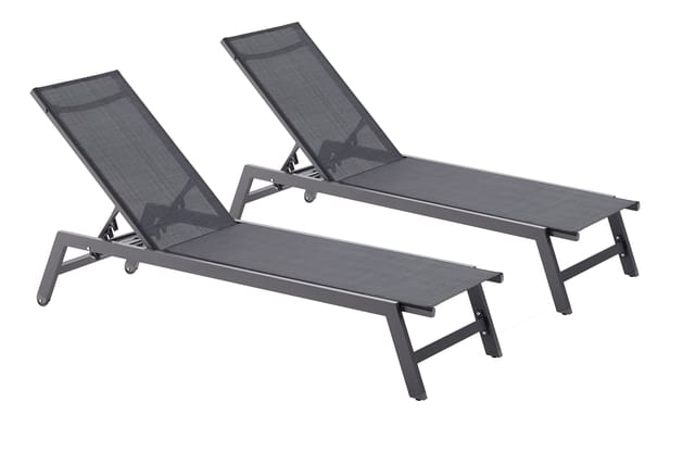 Concept-usine - 2er Set Liegestühle Mit Dunkelgrauen Und Schwarzen Rollen Prato
