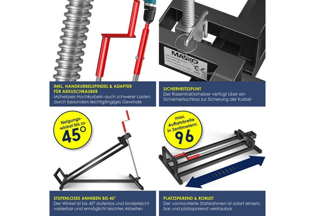 Masko® Rasentraktor Heber 400kg Aufsitzmäher Hebevorrichtung Rasentraktorheber Reinig.hilfe Hebebühne