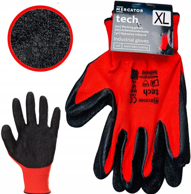 Mercator Tech Rot+schwarze Latex-arbeitshandschuhe - Xl - 1 Paar