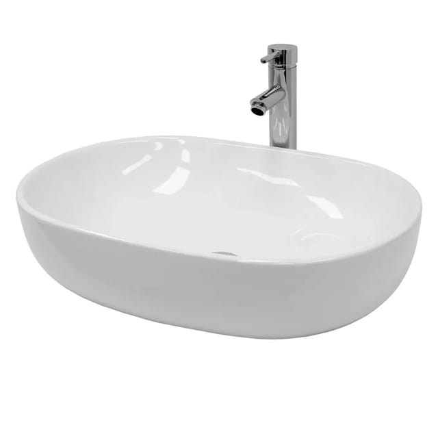 Ecd Germany Design Waschbecken Waschtisch 600 X 420 X 145 Mm Aus Keramik Weiß - Aufsatzbecken Aufsatzwaschbecken Handwaschbecken Aufsatzwaschtisch Spülbecken Wasserfall Waschschale Waschschüssel