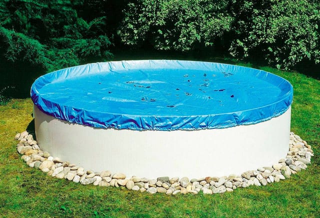 Stahlwandpool Set (3-teilig) Rund 350x120 Cm, Stahl 0,4 Mm Weiß, Folie 0,3 Mm Blau, Overlap