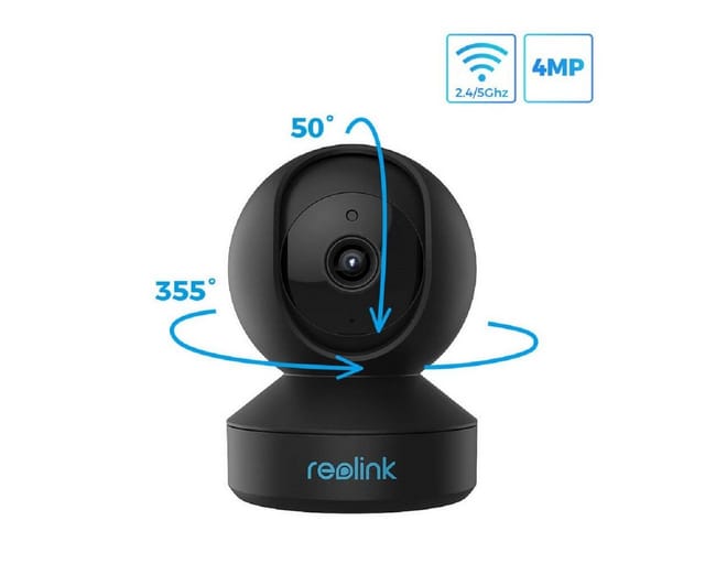 Reolink 2k 4mp 2,4/5 Ghz Wlan Überwachungskamera Innen, Pan&tilt, Bewegungserkennung, Zwei-wege-audio, E1 Pro (schwarz), 2 Pack