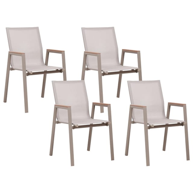 Gartenstuhl 4er Set Tiano Metall Taupe