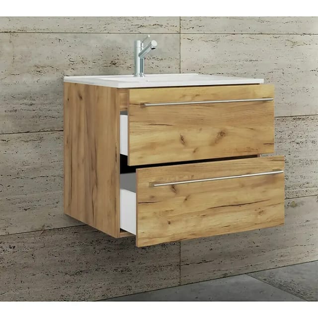 VCM Badinos Badmöbel-Set (61 cm, Honig-Eiche, 2 -tlg.)